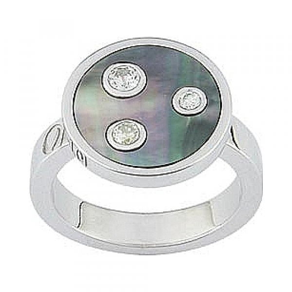 Кольцо с фианитом и перламутром № 6367