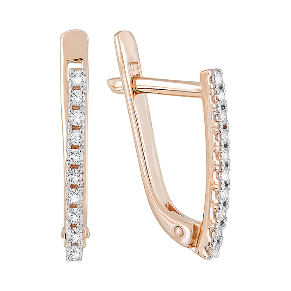 Золотые серьги с фианитами № 123843