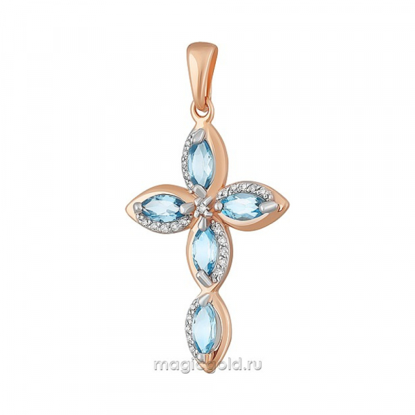 Золотая подвеска с топазом и фианитом № 163514