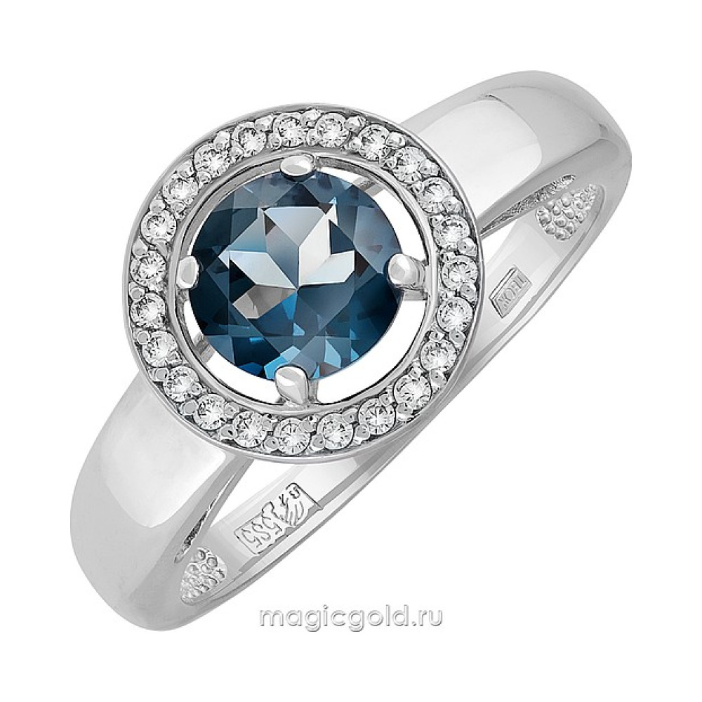 Золотое кольцо с топазом и фианитом № 139800