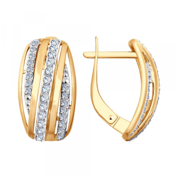 Золотые серьги с фианитом № 162767