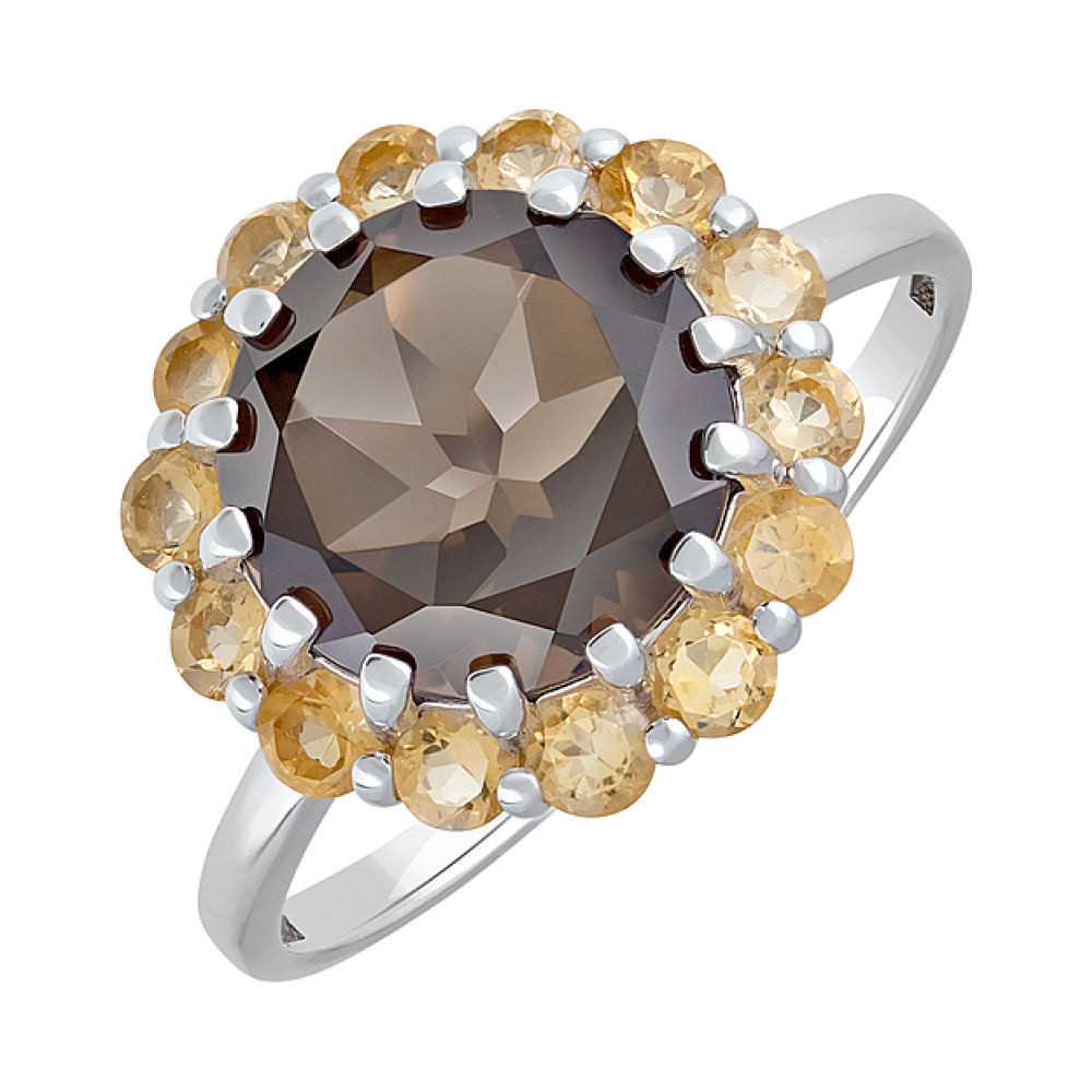 Серебряное кольцо с полудрагоценными вставками № 128038