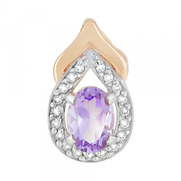 Золотая подвеска с аметистом и фианитом № 118254