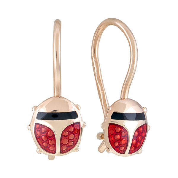 Золотые серьги с эмалью № 85481