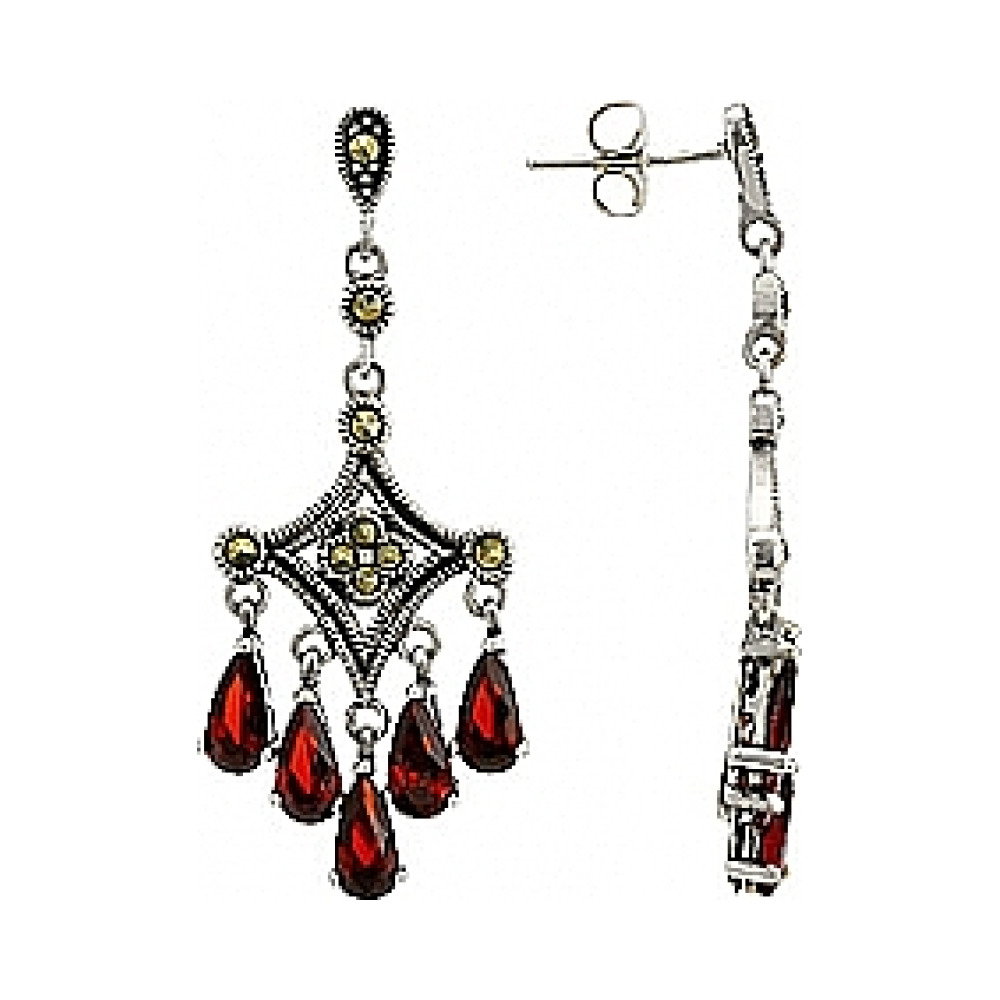 Серебряные серьги с фианитом № 80937