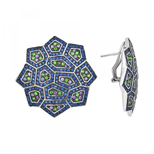 Серебряные серьги с фианитом № 115611