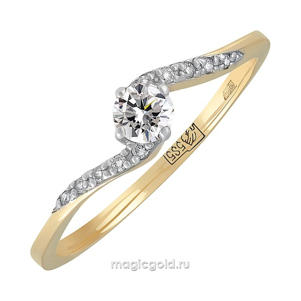 Золотое кольцо с бриллиантом № 108808