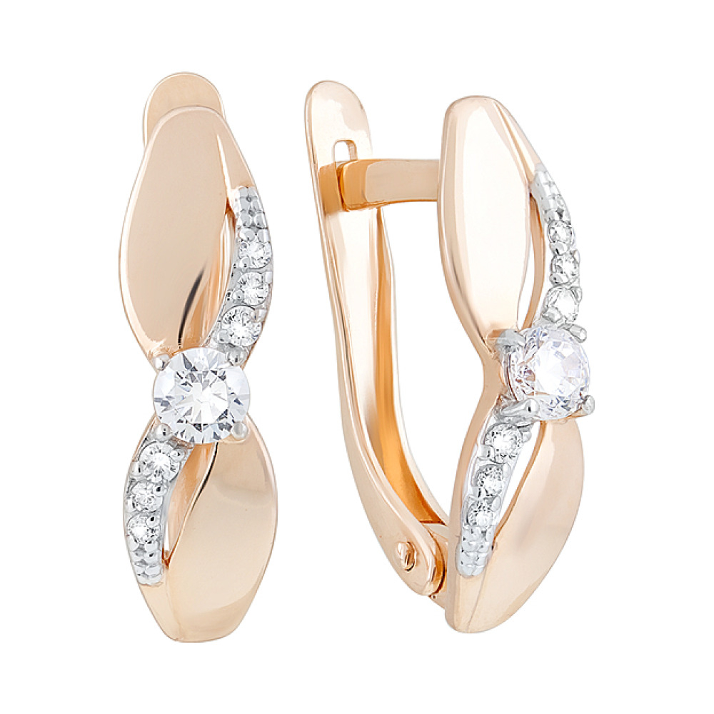 Золотые серьги с фианитами № 126756