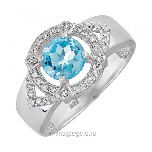 Золотое кольцо с топазом и фианитом № 137513