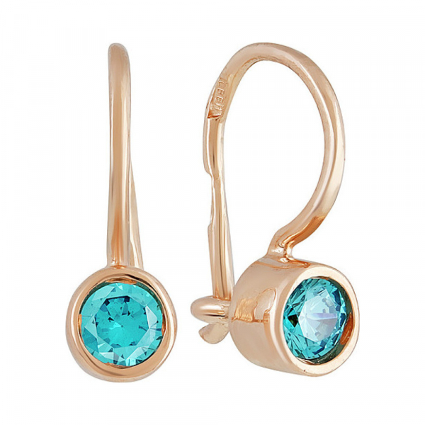 Золотые серьги с фианитом № 137032