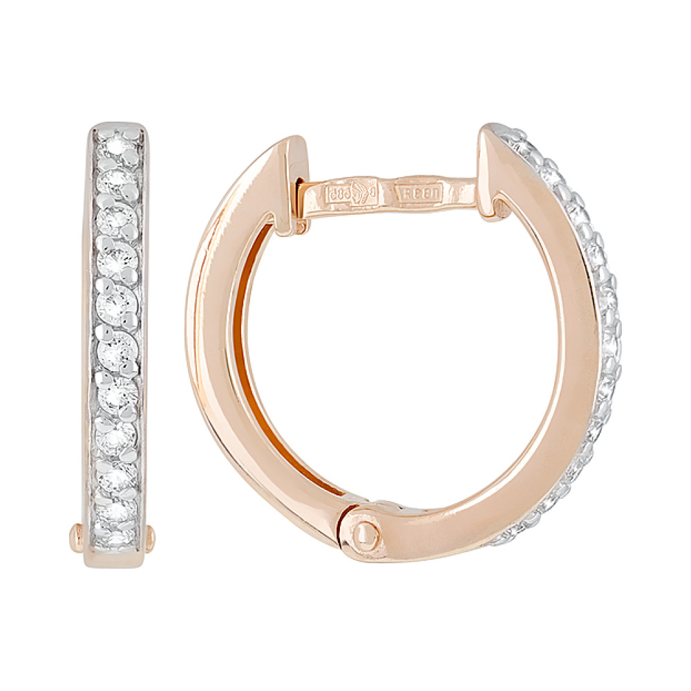 Золотые серьги с фианитами № 122276