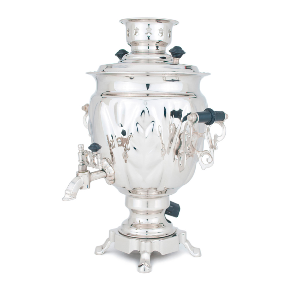 Фотография самовар электрический "желудь", 3 литра, никелированный №1