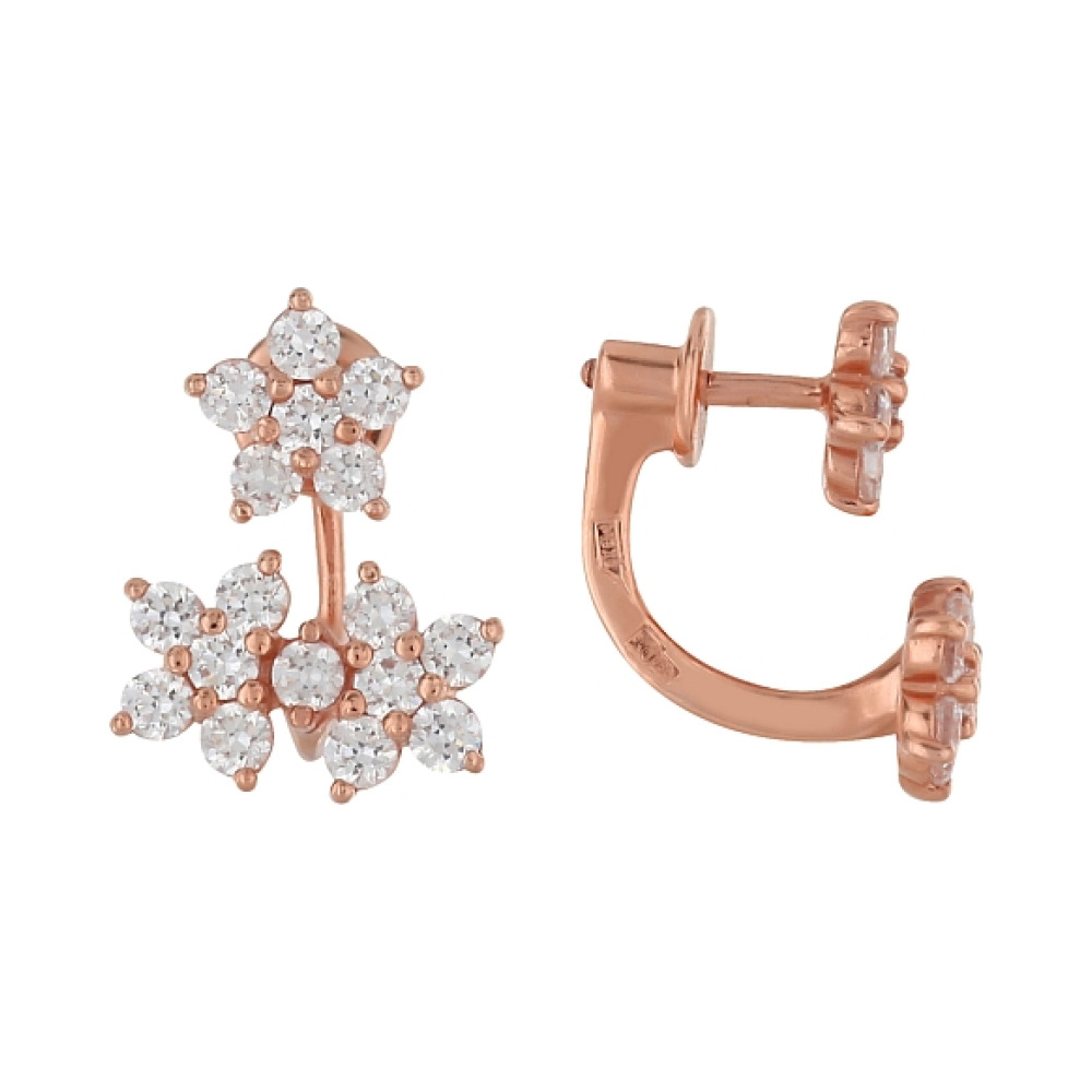 Золотые серьги с фианитом № 95907