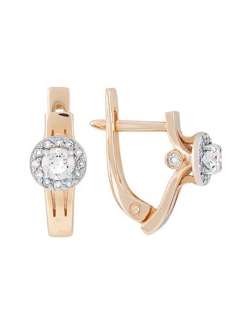 Золотые серьги с бриллиантом № 110834