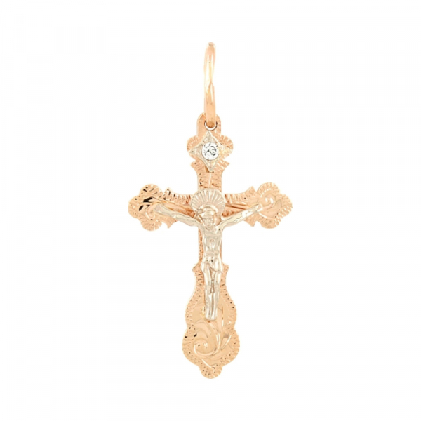 Крест с ручной разгравировкой с фианитом № 96860