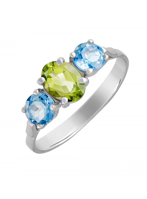 Серебряное кольцо с полудрагоценными вставками № 132703