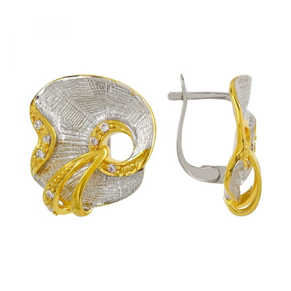 Серебряные серьги с фианитами № 106305