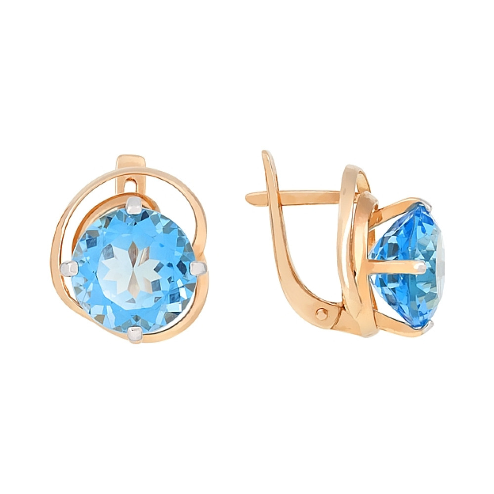 Золотые серьги с топазом № 107720