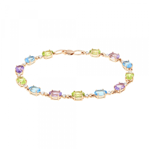 Золотой браслет с полудраг. вставками и фианитом № 112610