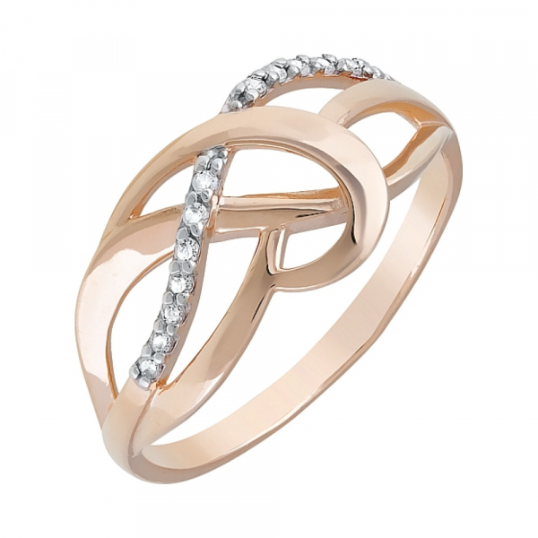 Золотое кольцо с фианитами № 120665