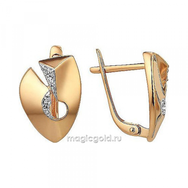 Золотые серьги с фианитом № 174002