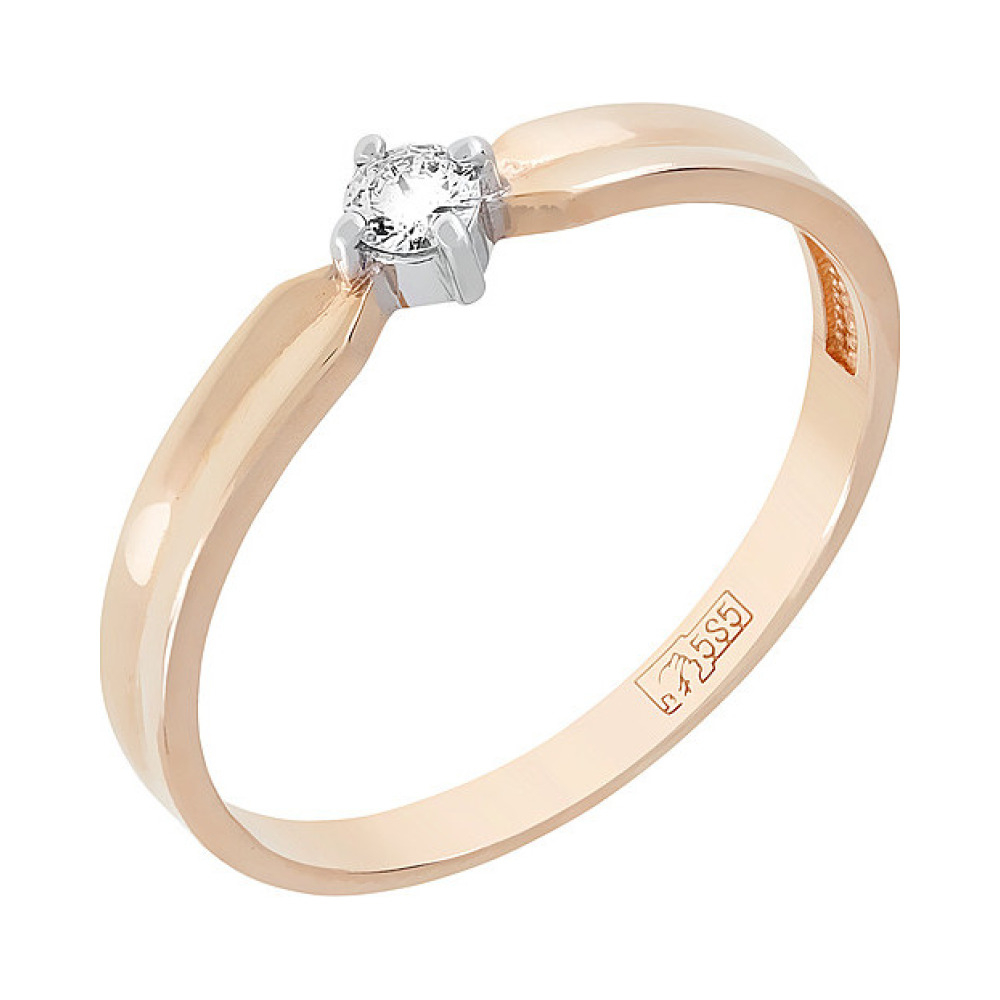 Золотое кольцо с бриллиантом № 118539