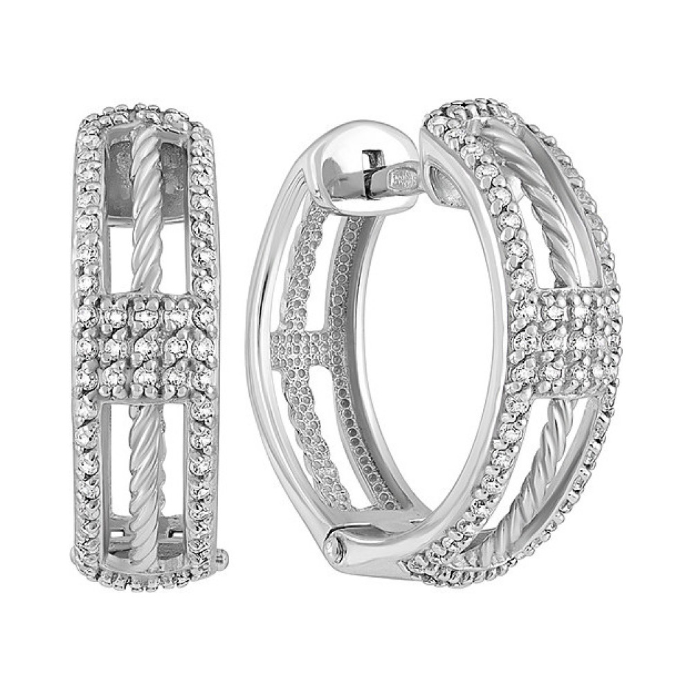Серебряные серьги с фианитом № 132954