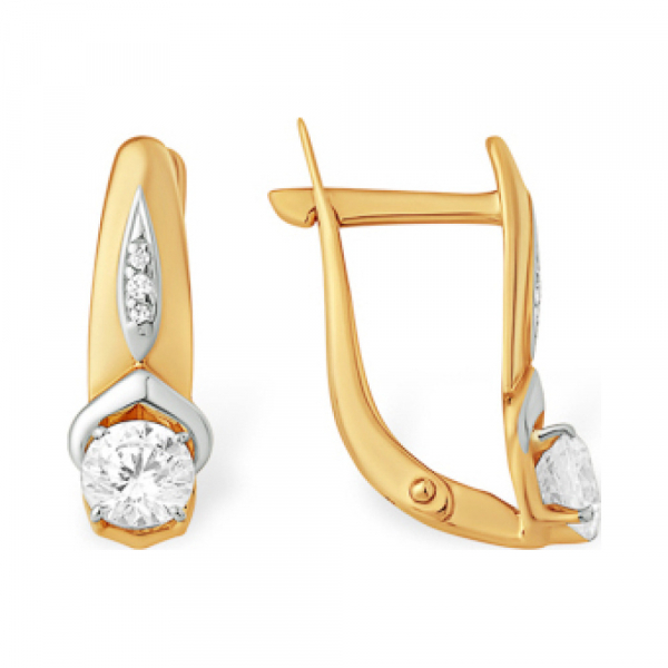 Золотые серьги с фианитом № 163214