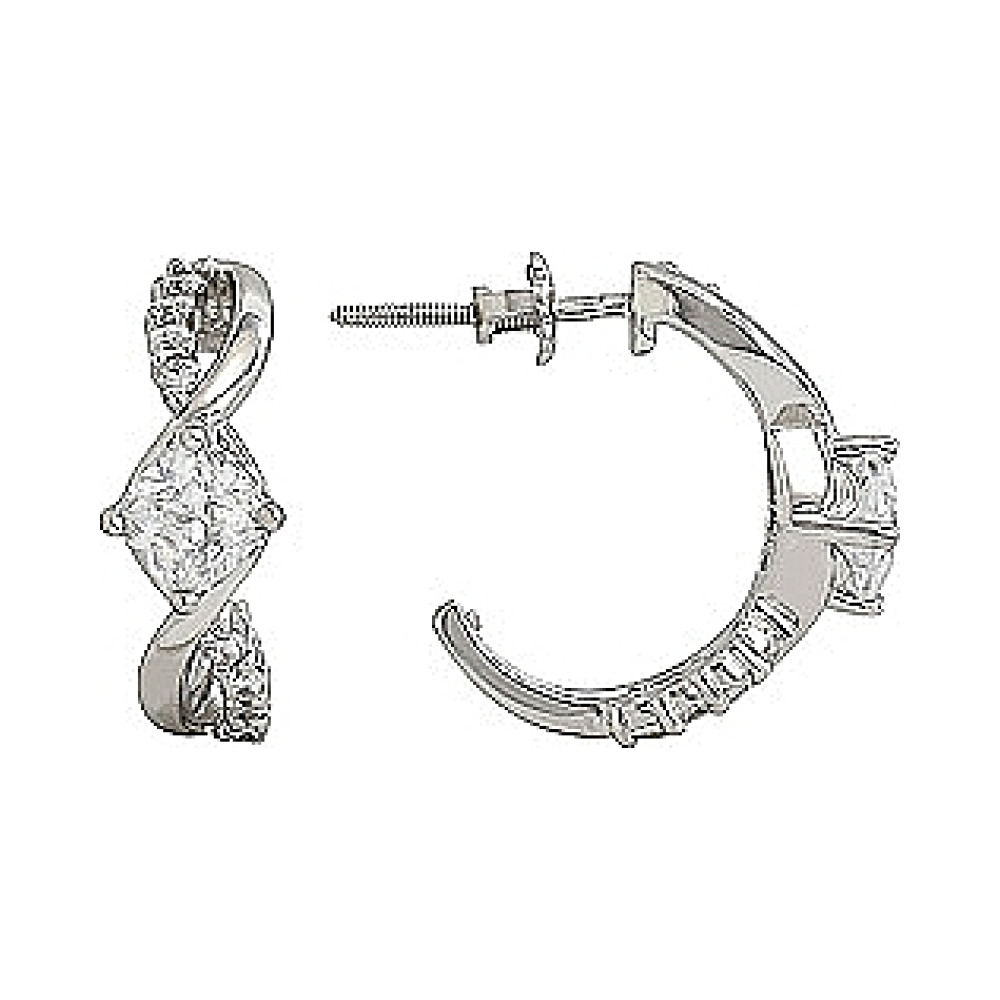 Серебряные серьги с фианитом № 80437