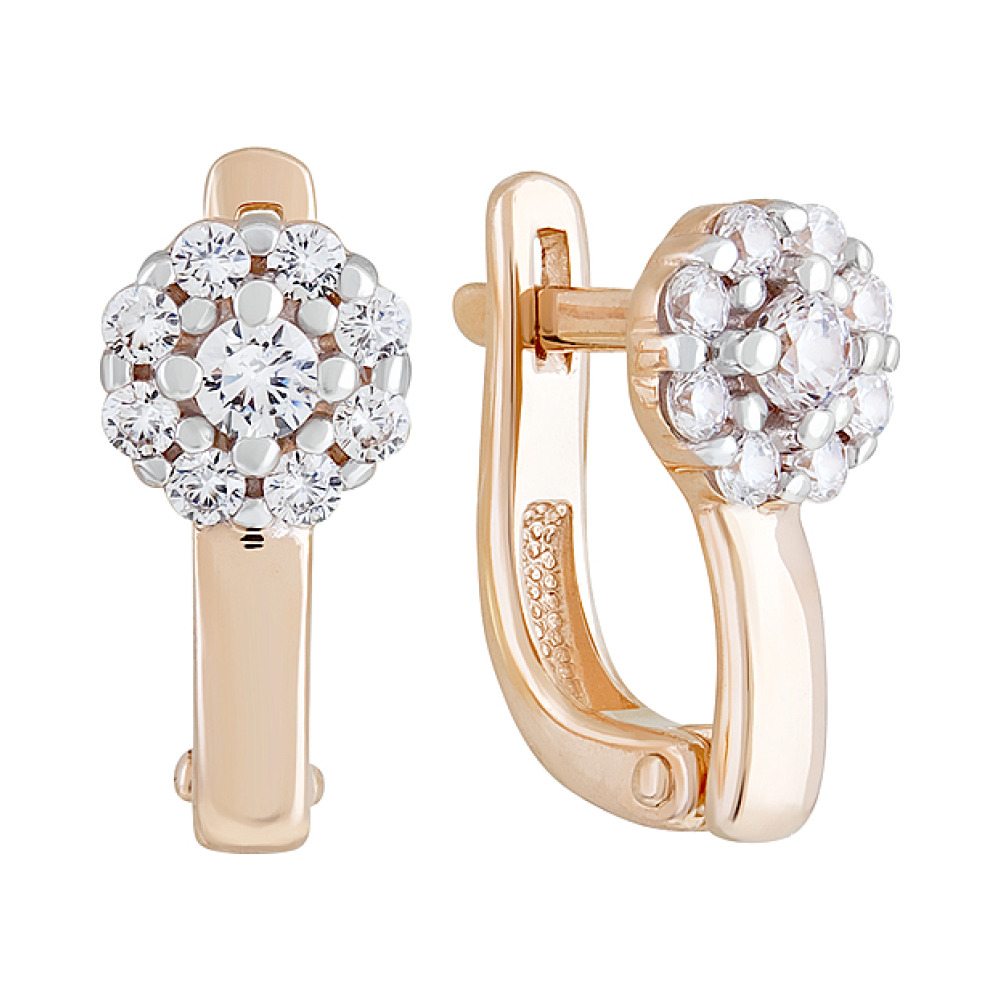 Золотые серьги с фианитами № 127806