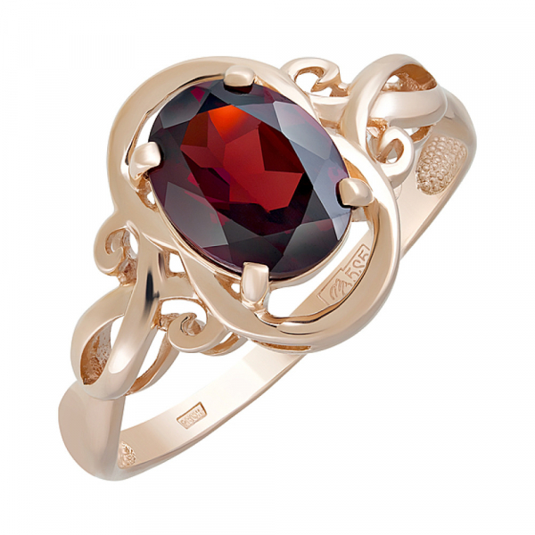 Золотое кольцо с гранатом № 124603