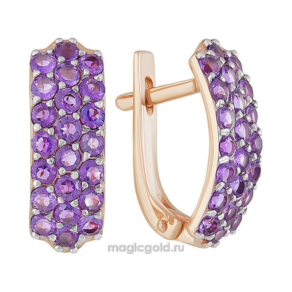 Золотые серьги с аметистом № 141862