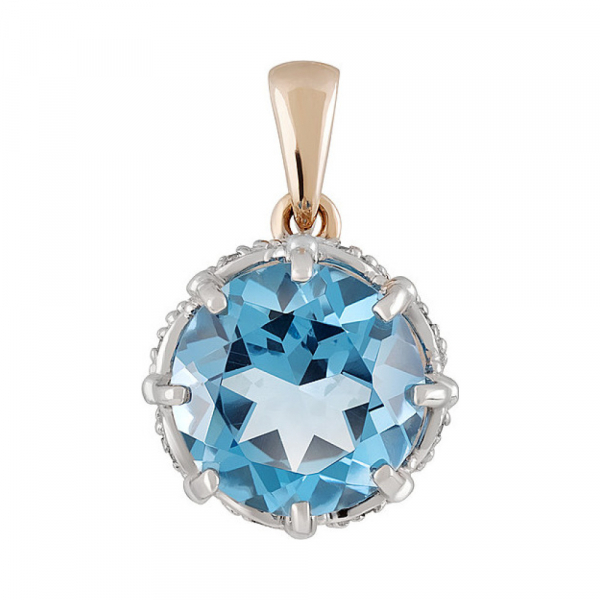 Золотая подвеска с топазом и фианитом № 133345