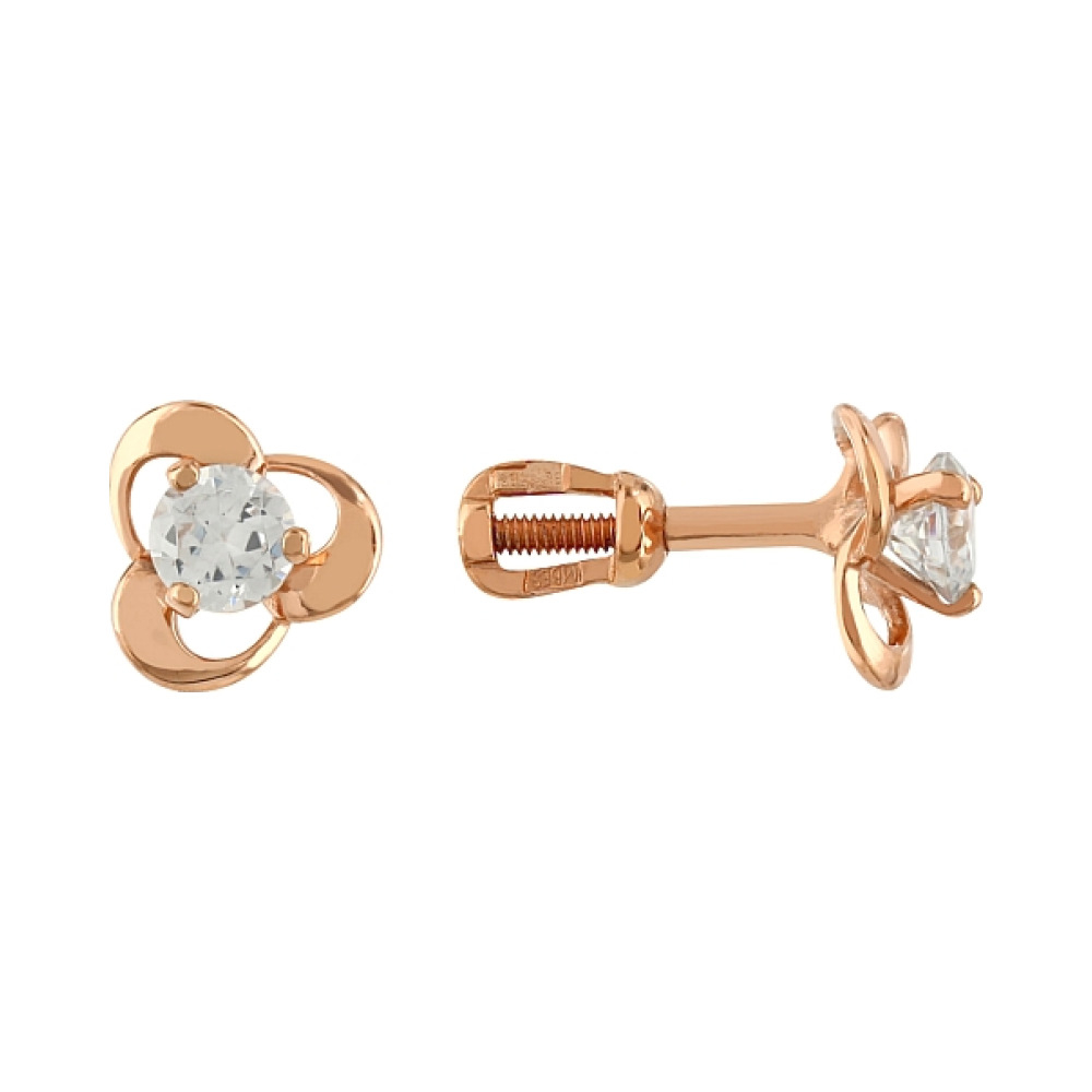 Золотые серьги с фианитами № 107590