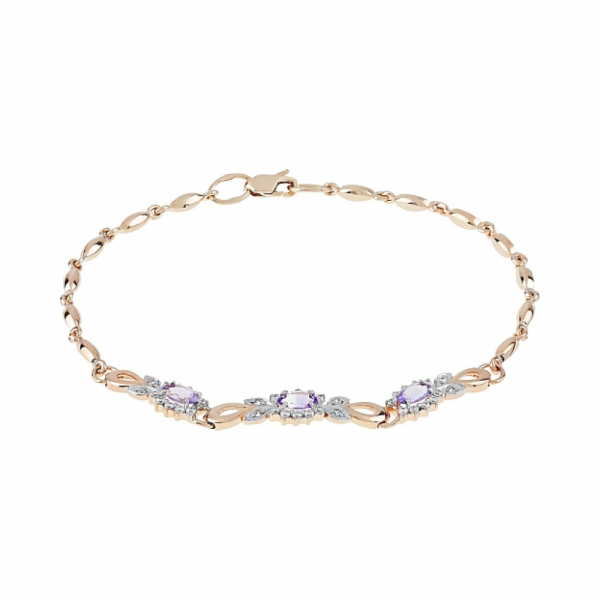 Золотой браслет с аметистом и фианитом № 103740