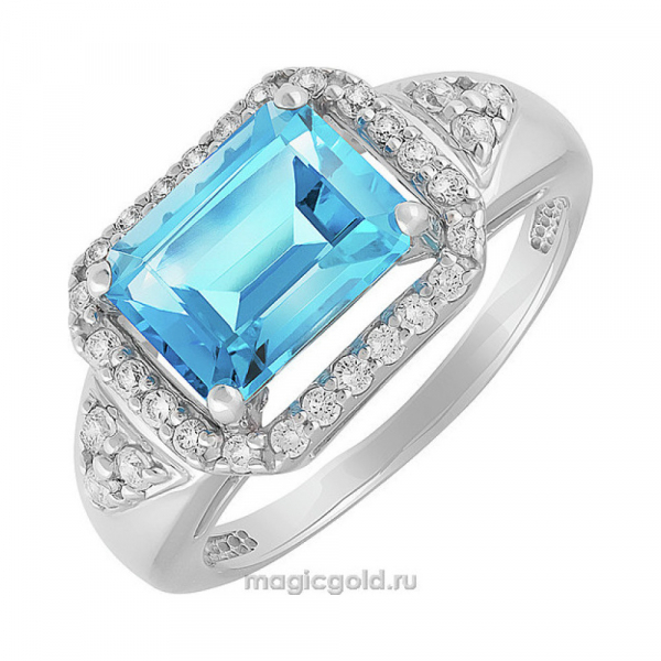 Серебряное кольцо с топазом и фианитом № 140105