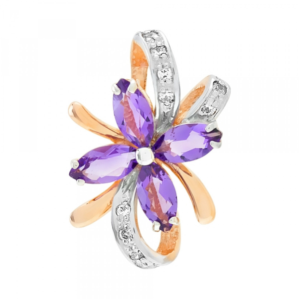 Золотая подвеска с аметистом и фианитом № 108783