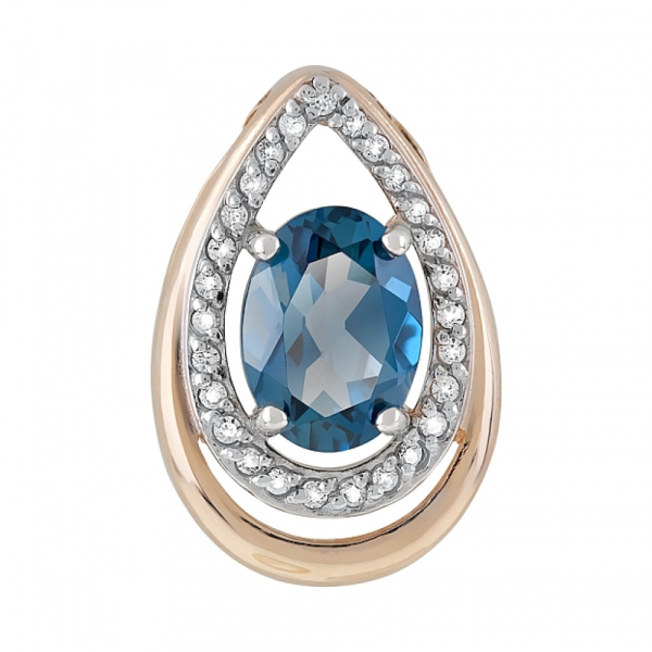 Золотая подвеска с топазом и фианитом № 119321