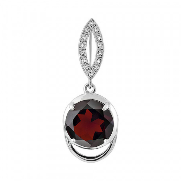 Серебряная подвеска с гранатом и фианитом № 131645