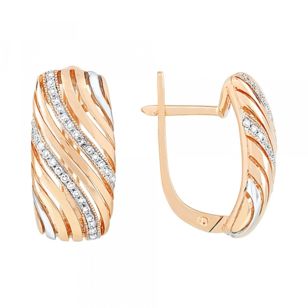 Золотые серьги с бриллиантом № 113718