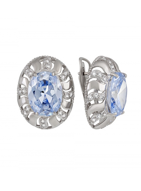 Серебряные серьги с фианитом № 123150