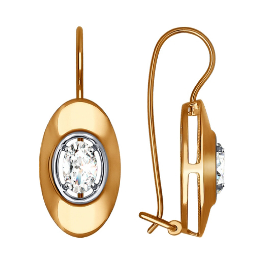 Золотые серьги с фианитом № 140937
