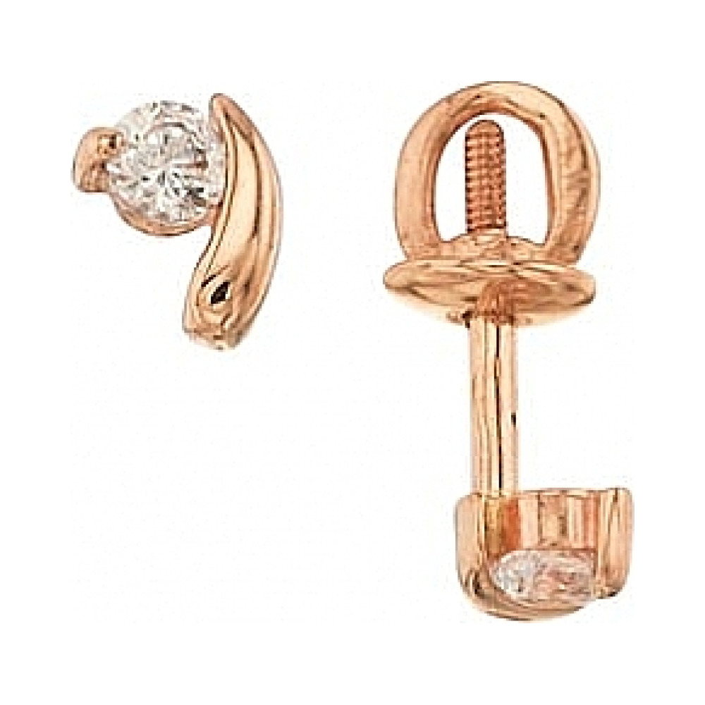 Золотые серьги с фианитом № 27087