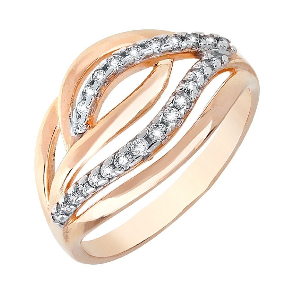 Золотое кольцо с фианитами № 116373