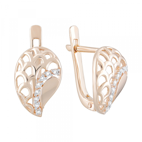 Золотые серьги с фианитами № 124736