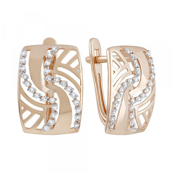 Золотые серьги с фианитом № 135392