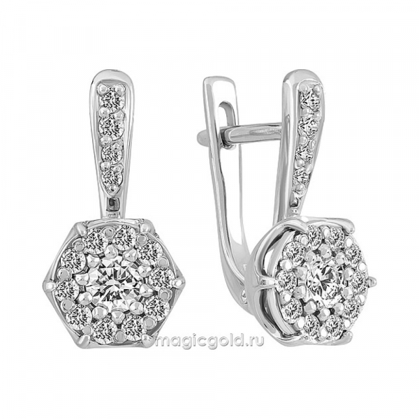 Золотые серьги с бриллиантом № 160267