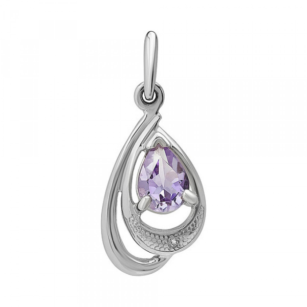 Серебряная подвеска с аметистом и фианитом № 133147