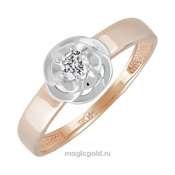 Золотое кольцо с фианитом № 139612