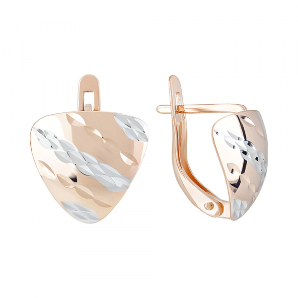 Золотые серьги без камня с алмазкой № 124322